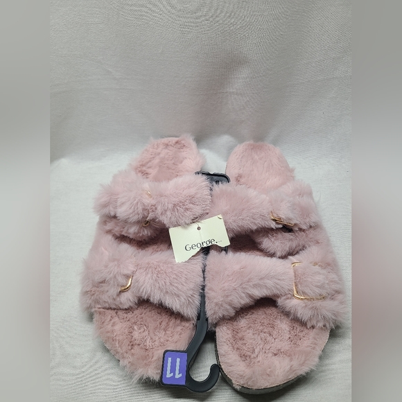 George slip on pink faux fur slipper shoes- Size 11 Womens- New with tags - Picture 4 of 4
